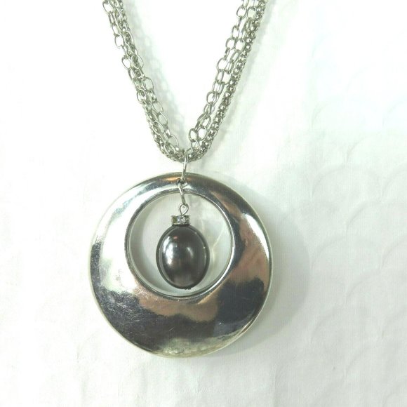 Silver Gray Hollow Circle Pendants Necklace 3 Chains Fashion Jewelry - Picture 8 of 12